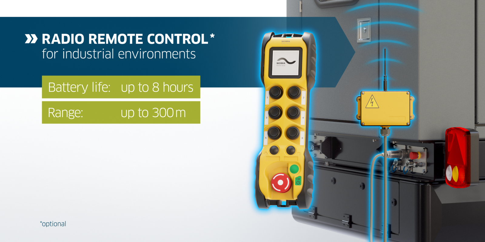 Radio remote control for WOMA diesel-powered high-pressure units