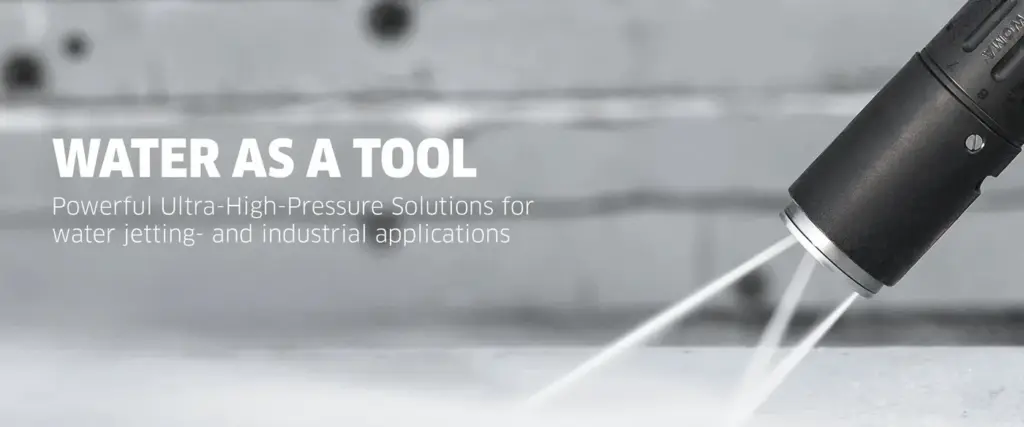 WOMA – Water as a Tool: ultra-high-pressure water jetting nozzle in action